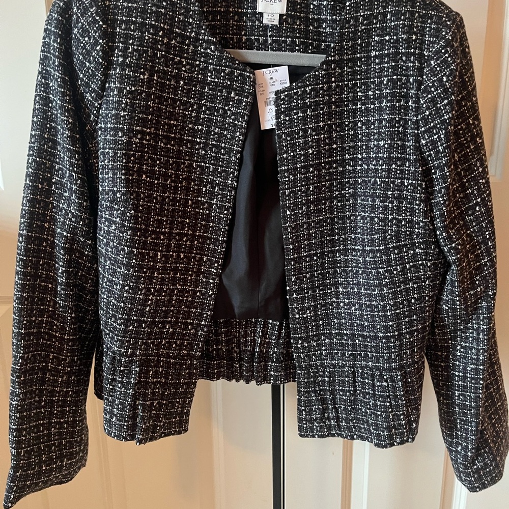 J. Crew Black and White Tweed Coat
